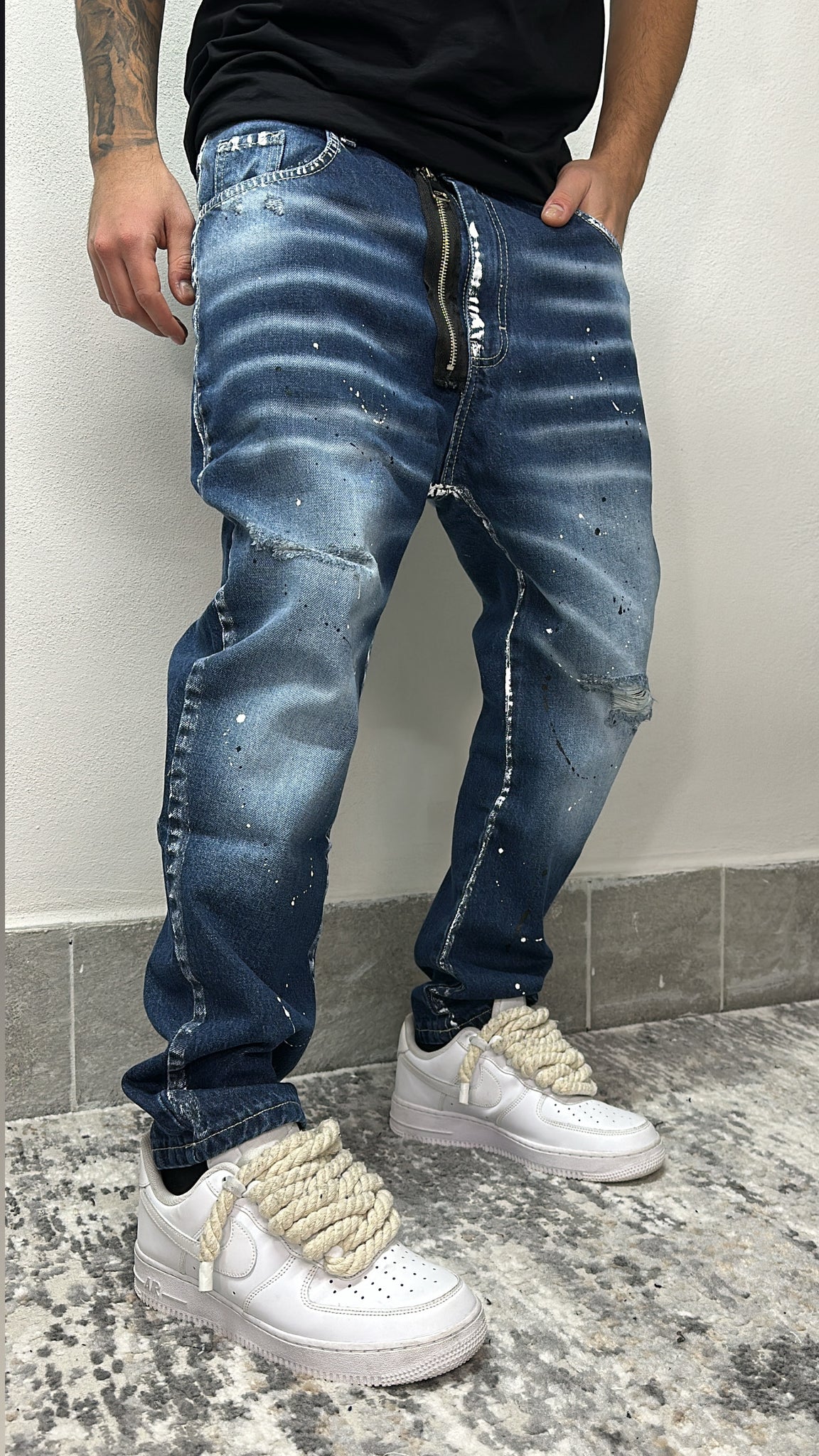 DENIM MOD.DSQ* ZIP+PITTURA BLUE