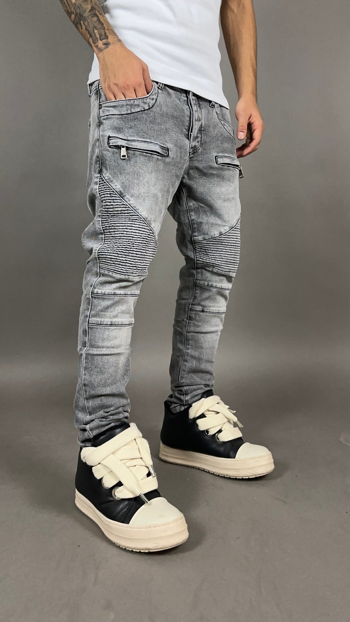 BIKER JEANS DOUBLE SPRING