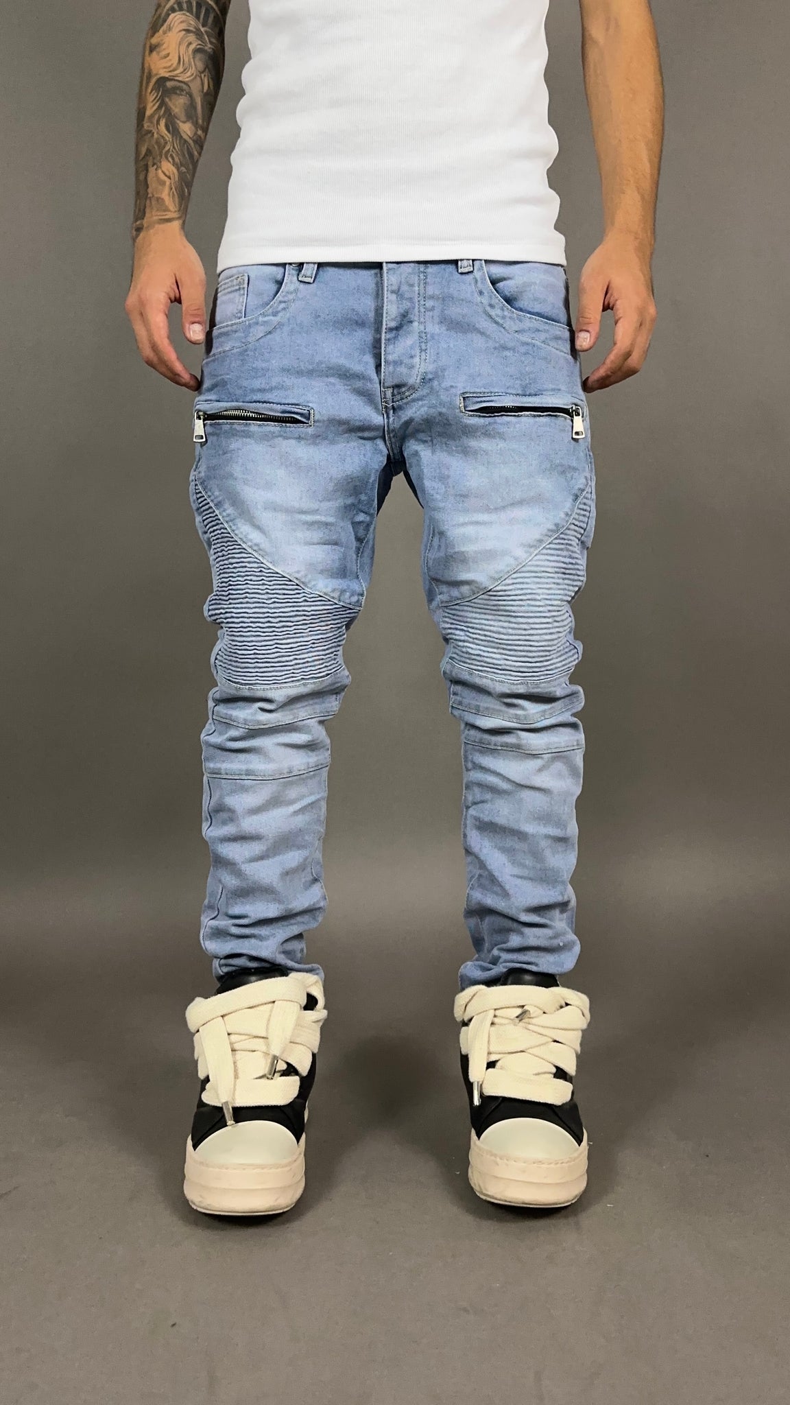 BIKER JEANS DOUBLE SPRING