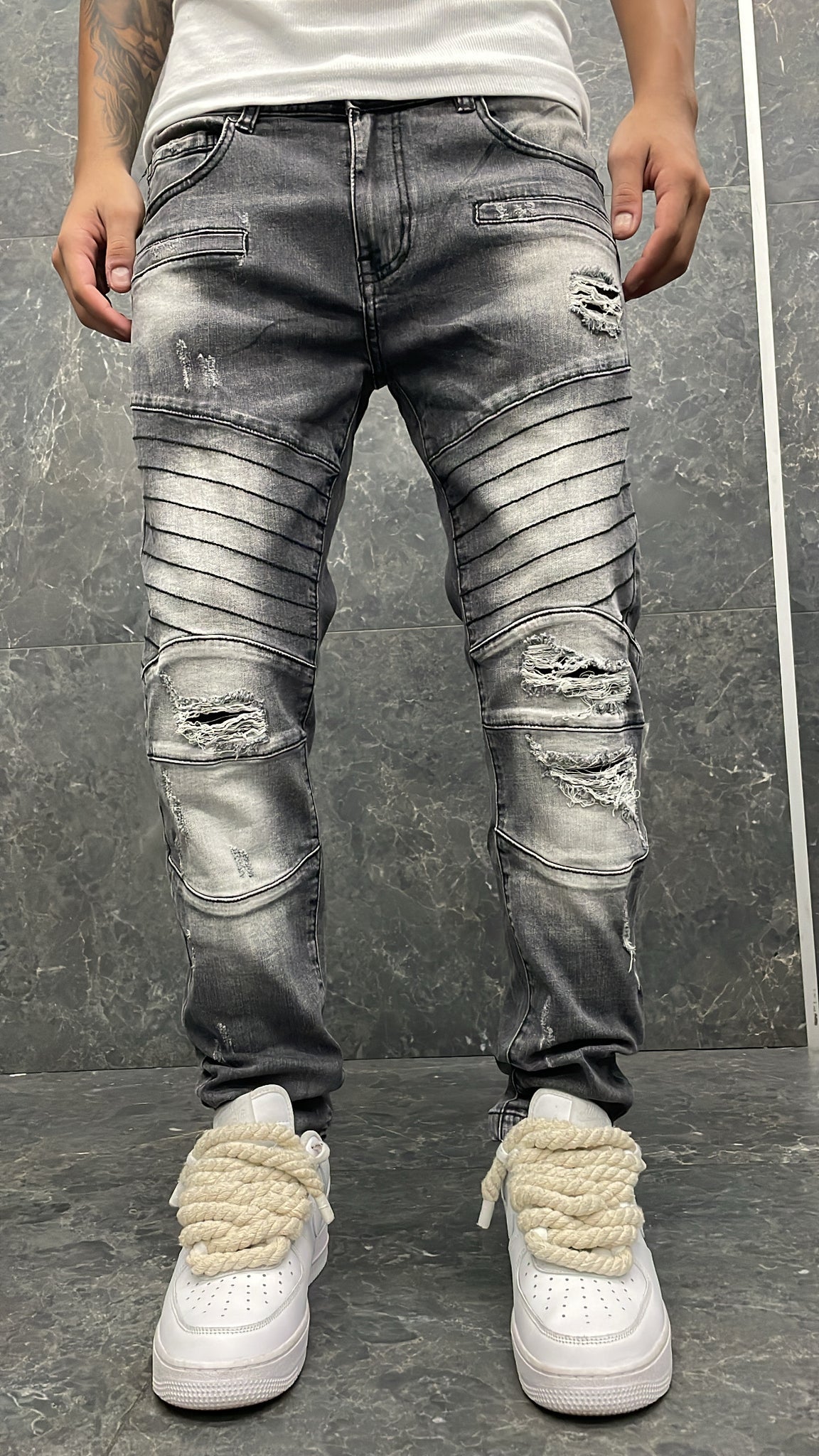 BIKER JEANS MOLLA GRAY