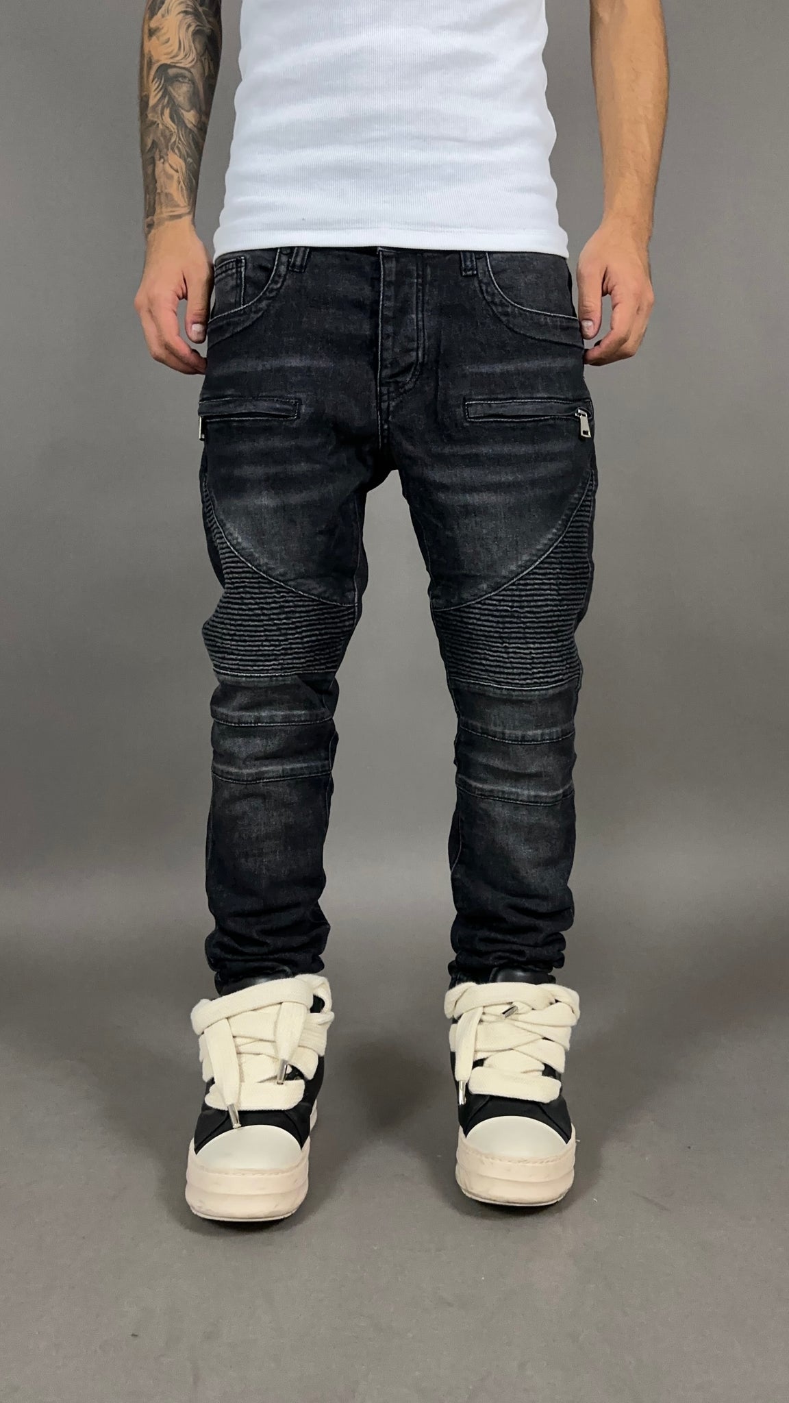 BIKER JEANS DOUBLE SPRING
