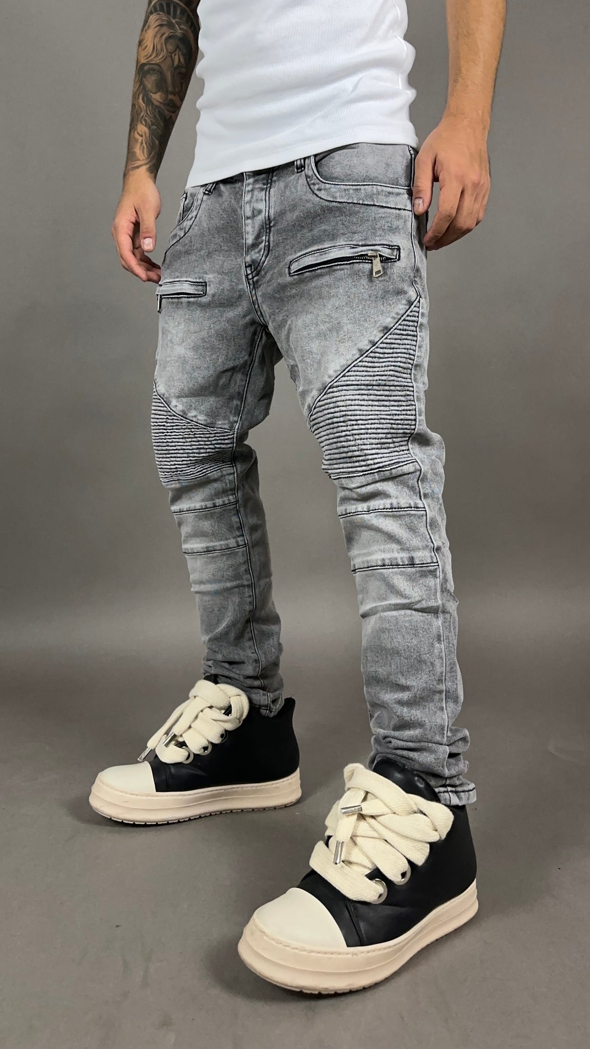 BIKER JEANS DOUBLE SPRING