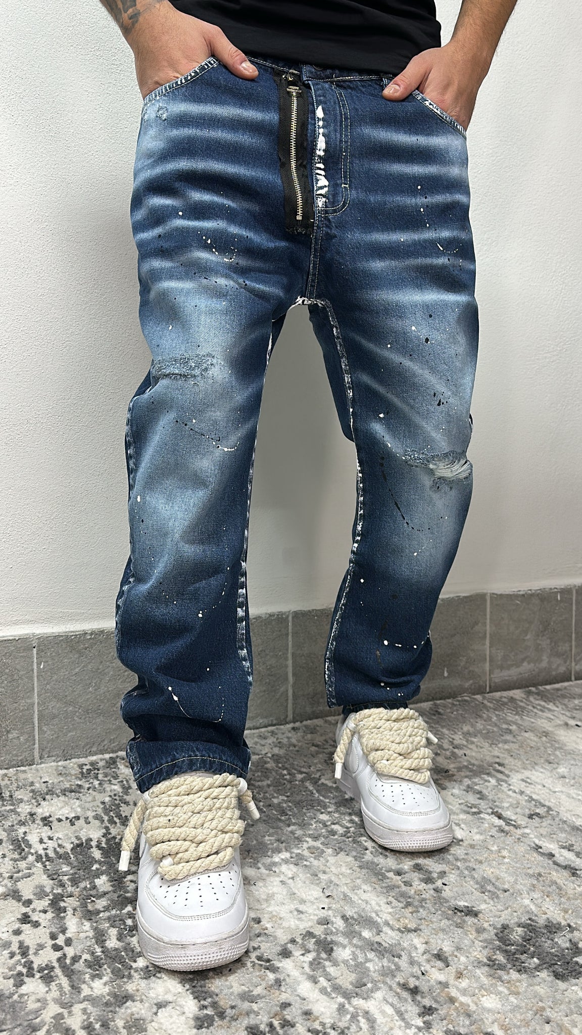 DENIM MOD.DSQ* ZIP+PITTURA BLUE