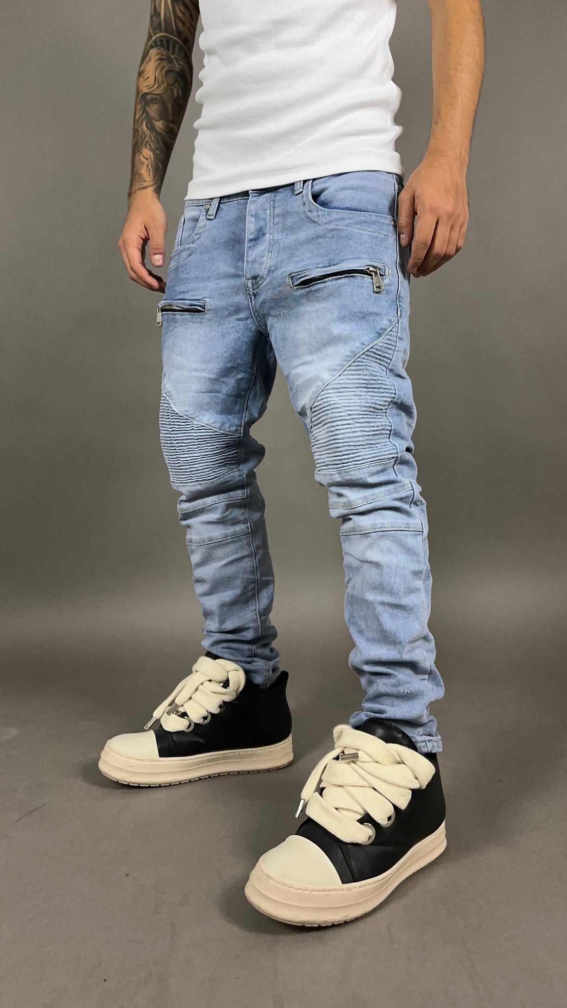 BIKER JEANS DOUBLE SPRING