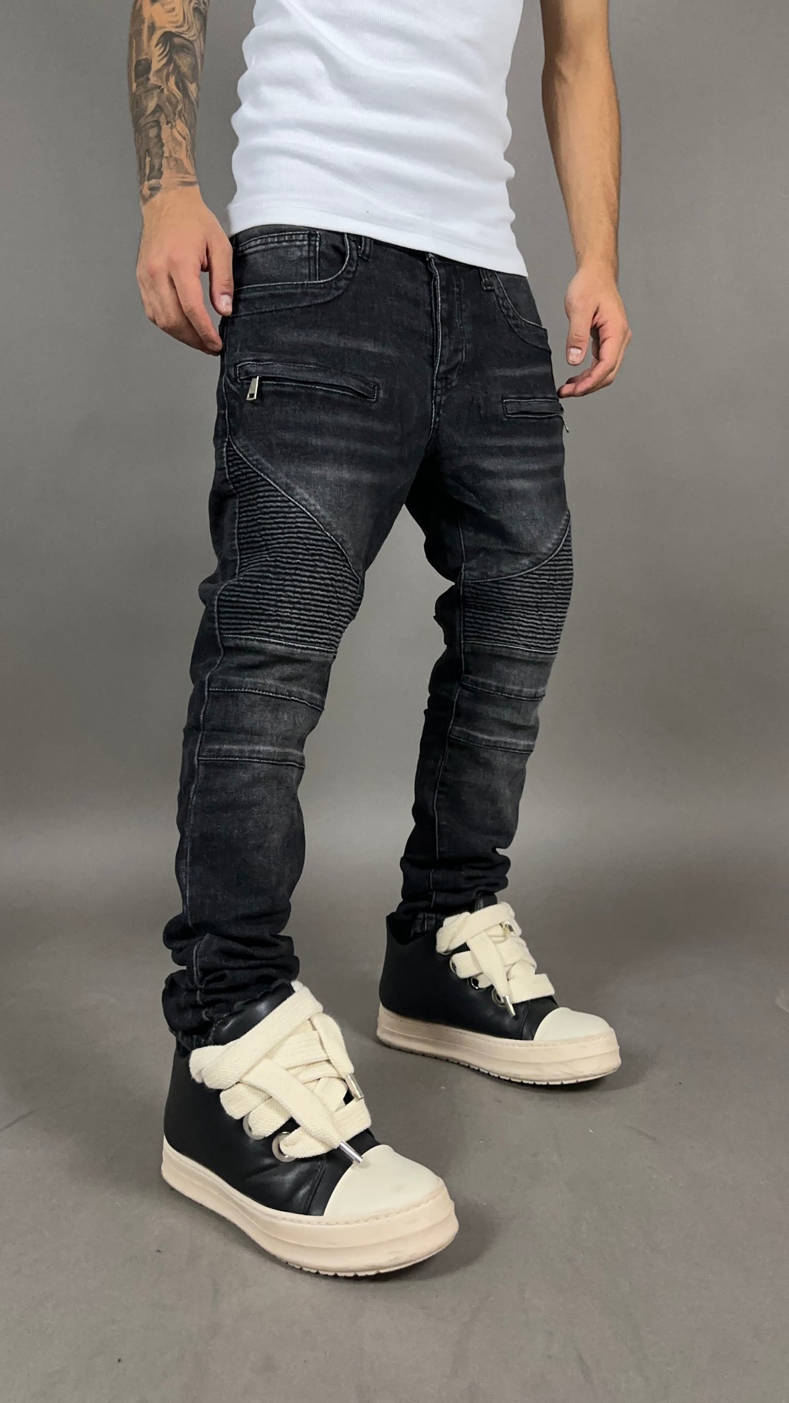 BIKER JEANS DOUBLE SPRING