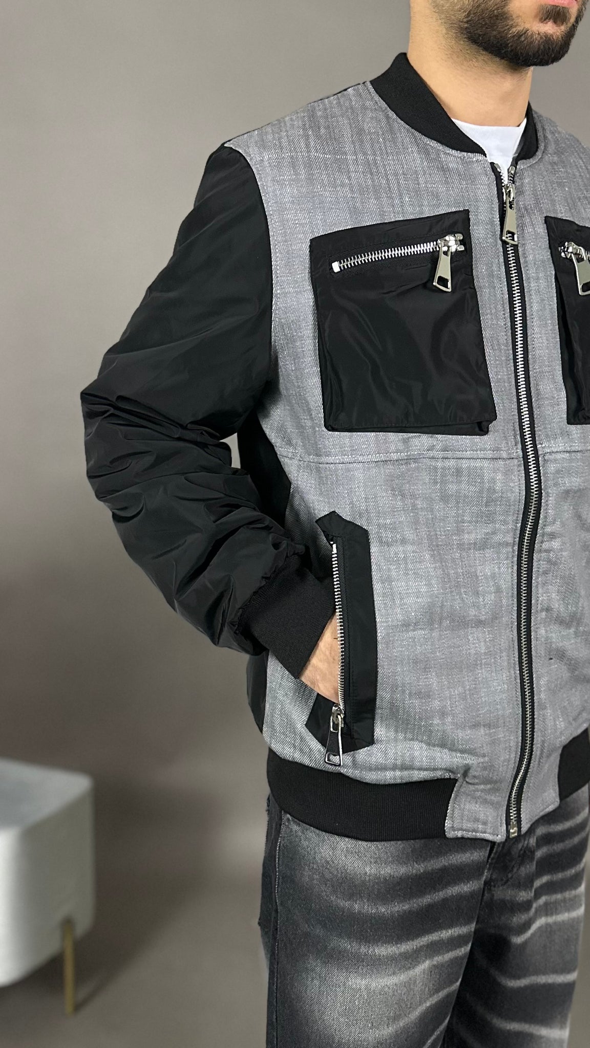 BOMBER INSERTI JEANS